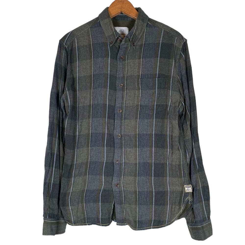 Surfside Supply Gray Green Plaid Button-Down Shirt Size: S